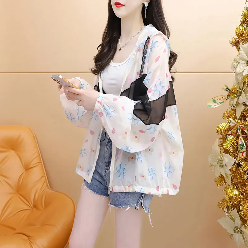 Новинка 2024 летняя Солнцезащитная одежда кружевная открытая Женская куртка