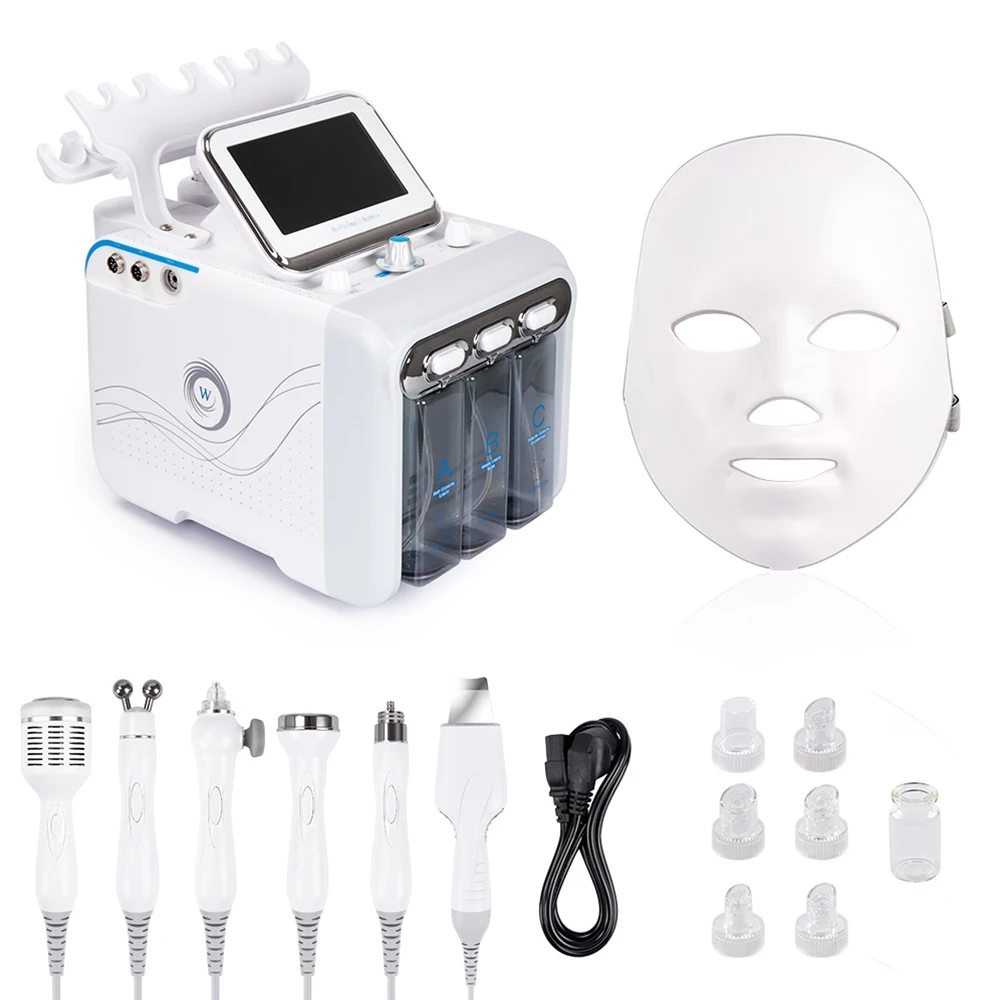 Ultrasonic H2O2 Hydro Dermabrasion RF Bio-lifting Spa Facial Hydro Microdermabrasion Machine Acid Peeling With LED Mask Salon