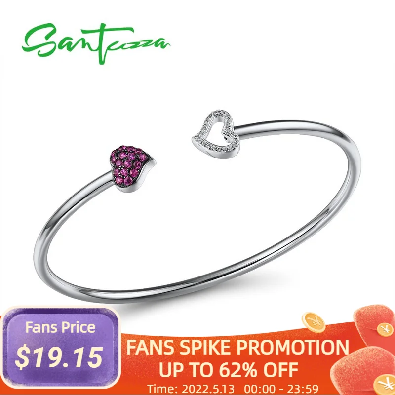 

Женский серебряный браслет SANTUZZA, регулируемый ажурный браслет из серебра 925 пробы с упругими сердечками, модные ювелирные украшения