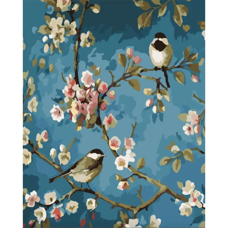 

GATYZTORY DIY Paint By Number Canvas Painting Kits Frame Birds Flower Acrylic Picture By Numbers Wall Art Home Decor