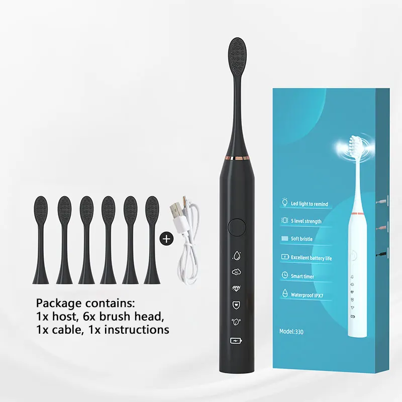 Enlarge Smart Sonic Electric Toothbrush Ultrasound IPX7 Waterproof Rechargeable Tooth Brush 5 Mode Smart Time Whitener Teethbrush