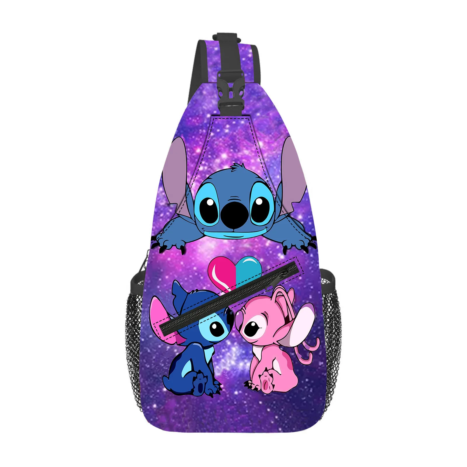 Disney Shoulder bag for men and women Stich Cartoon Print shoulder crossbody bag Disney Stitch Chest Bag Mobile phone bag