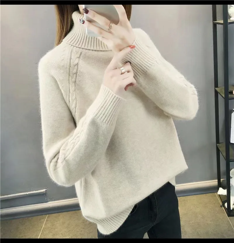 

Свитер женский Новый Зимний пуловер с длинным рукавом Повседневный вязаный женский белый