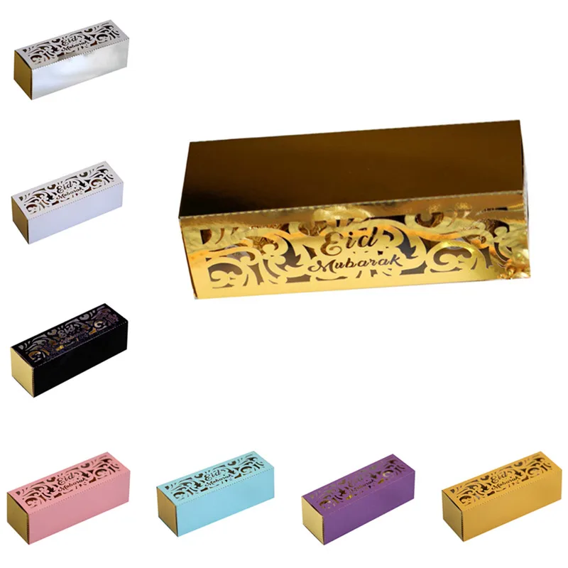 

10Pcs Happiness Ramadan Eid Mubarak Favor Boxes Treat Candy Dragee Box Party Favors Eid Mubarak Goodie Chocolates Biscuit Boxes