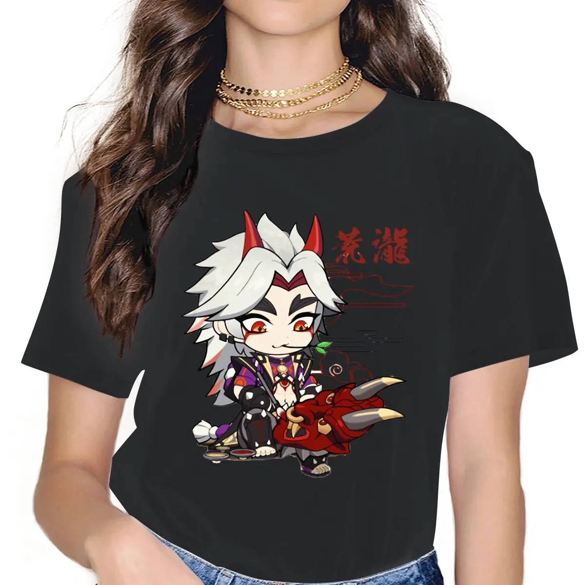 

Arataki Women T-shirts Genshin Impact Game Grunge Vintage Short Sleeve T Shirt Female Loose Cotton Graphic Y2k Clothes Tops Tees