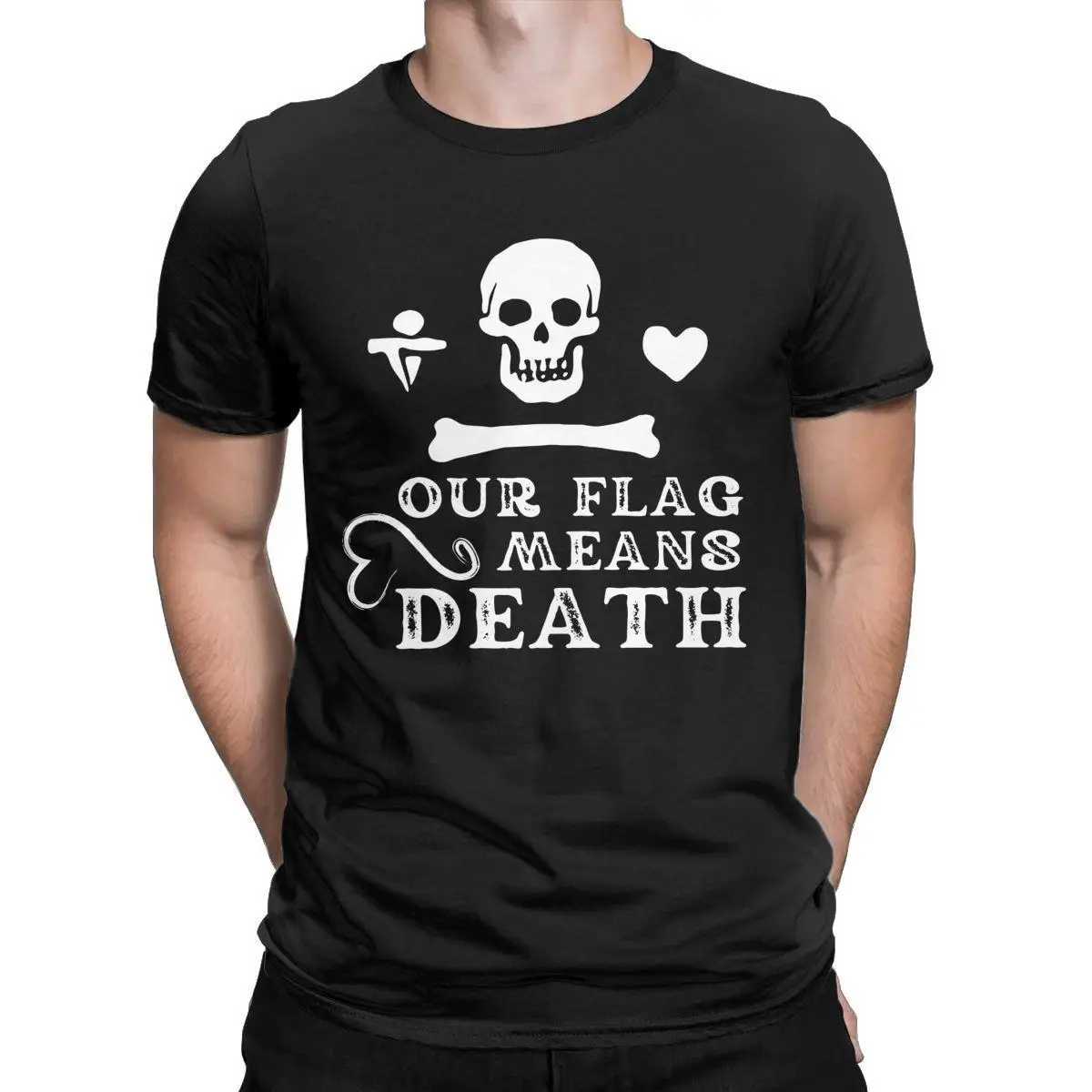 

Men's T-Shirts Our Flag Means Death Vintage Cotton Tees Short Sleeve T Shirts Round Collar Clothes Graphic