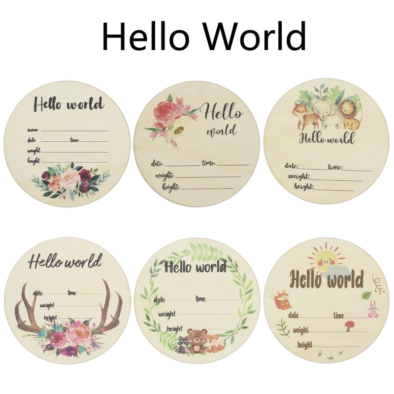 

Baby Month Milestone Card Newborn Birth Monthly Birthday Recording Card Infant Photography Props Wooden Teether