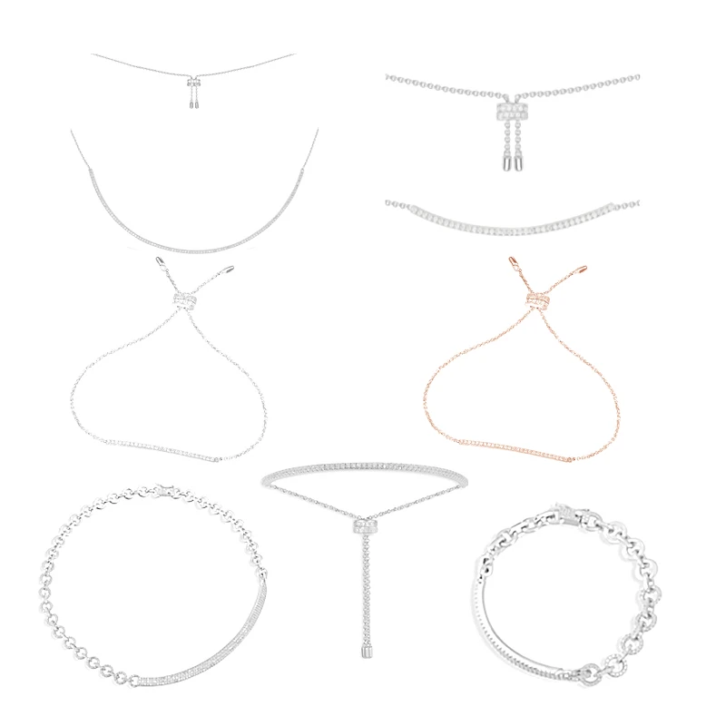 

Регулируемое ожерелье и браслет из серебра пробы с бриллиантами