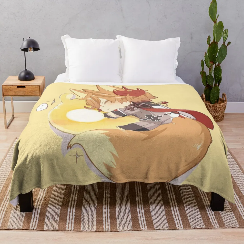 

Одеяло, пушистая кровать, искусственное одеяло, мягкое, Genshin Impact, Kawaii, сонная лисица, Childe и Zhongli Seelie, плед, одеяло s