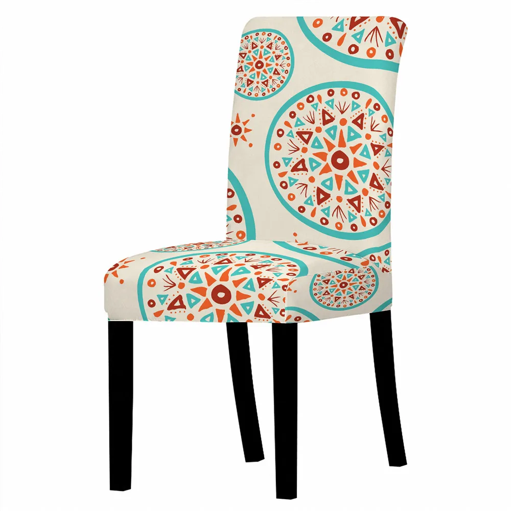 

Boho Pattern Mandala Print Chair Cover Dustproof Anti-dirty Removable Office Chair Protector Case Chairs Living Room Seat Covers