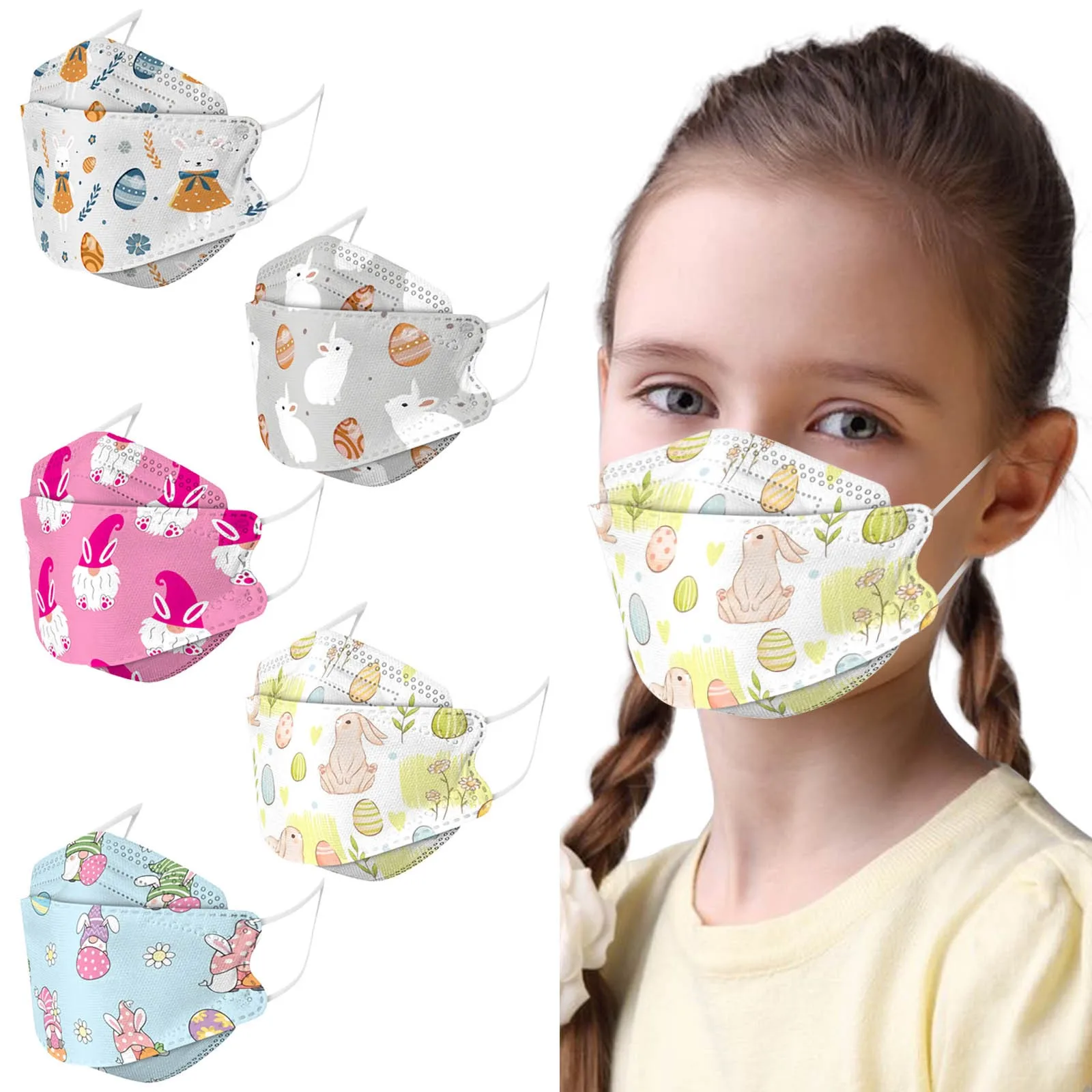 

3D Fish Type Girls Boys Masks 4-Ply Layer Filter Non Woven Fabric Children's Mouth Cover Animal Print Kawaii Children's Tapaboca