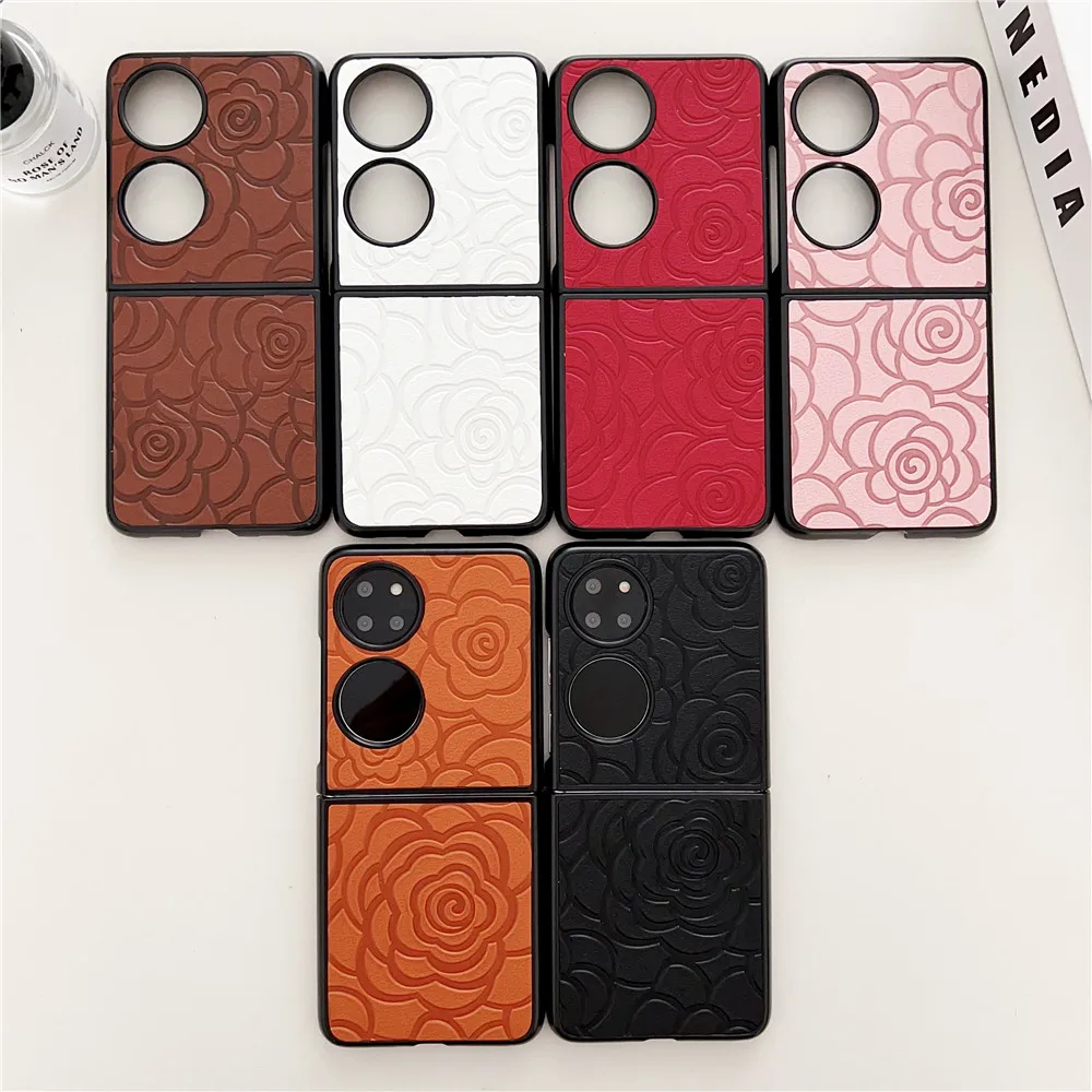 Кожаный чехол с цветочным рисунком для Samsung Galaxy Z Flip5 4 3 Motorola Razr 40ultra OPPO Find N2Flip N3Flip VIVO