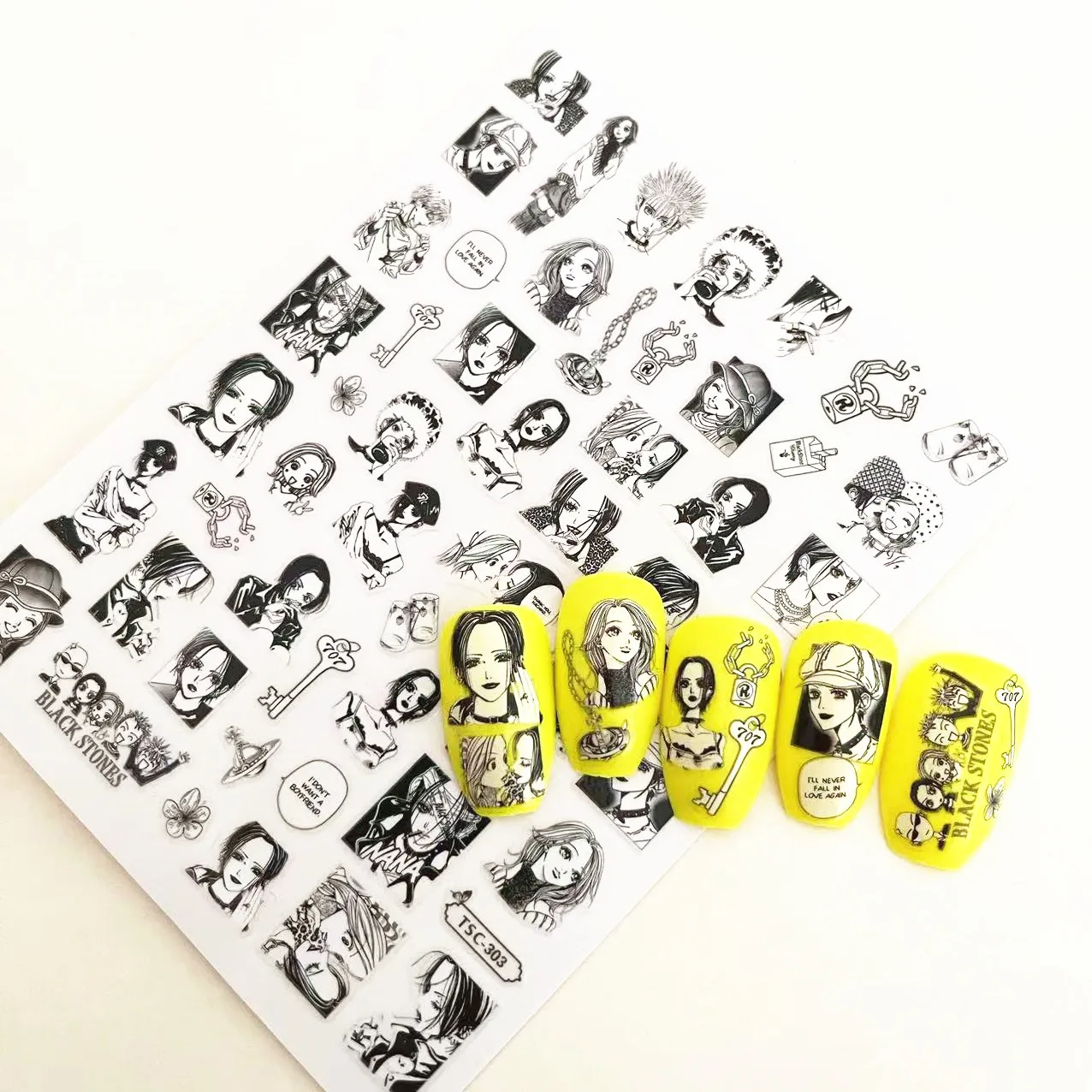 

TSC-303 NANA Newest design Anime letter designs 3d Nail Art Sticker nail Decal Deco Slider Stamp Film accessories