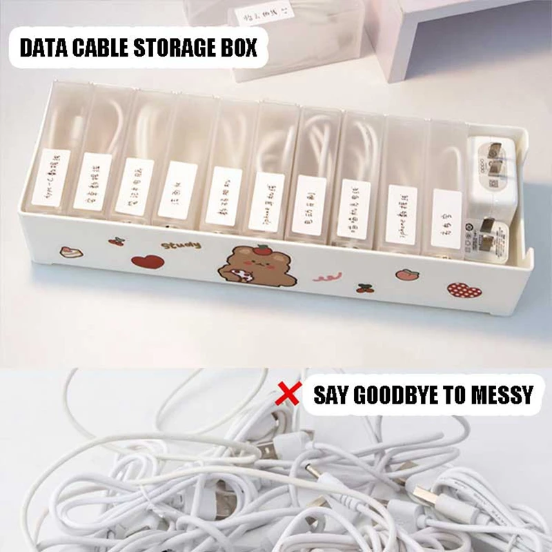 

W&G Ins Data Cable Storage Box Divided Grid Japanese Room Artifact Office Cosmetic Finishing Desktop Disk Charging hamper