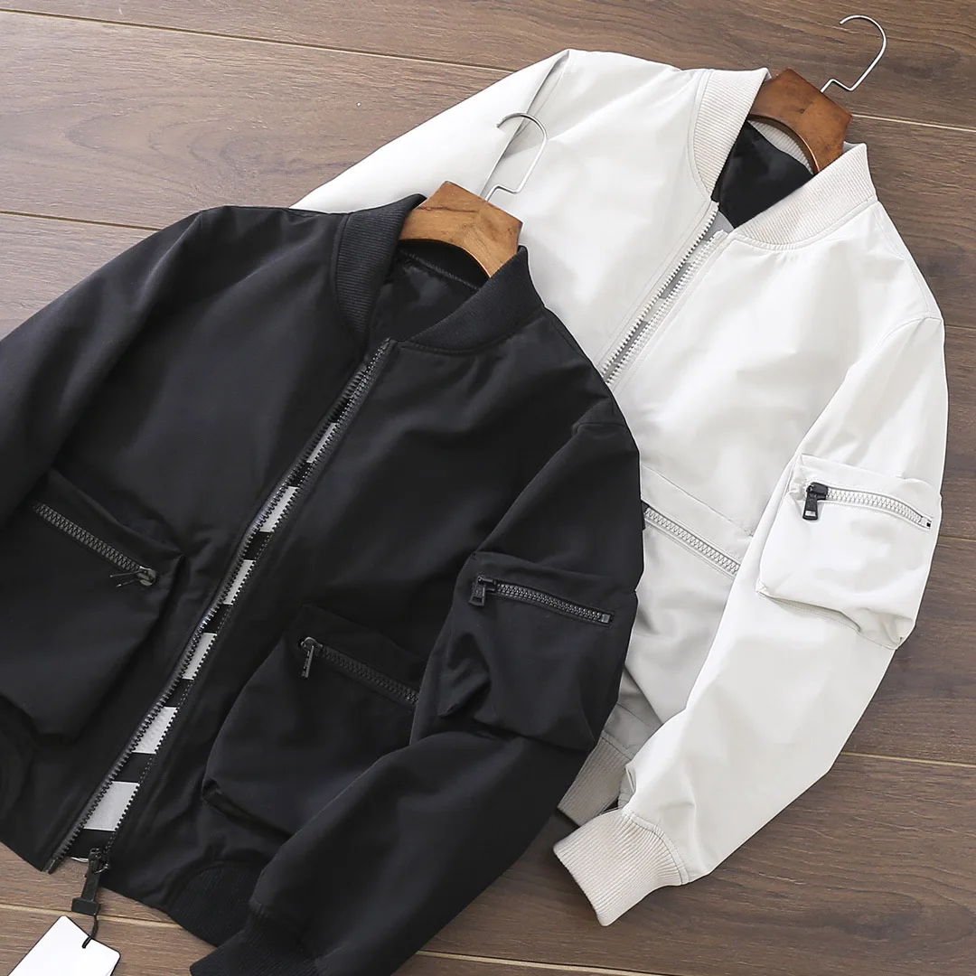 

2022 Men's Latest Baseball Collar Flight Jacket Jacket With Cotton Threaded Collar Cuff Is Stylish And Handsome