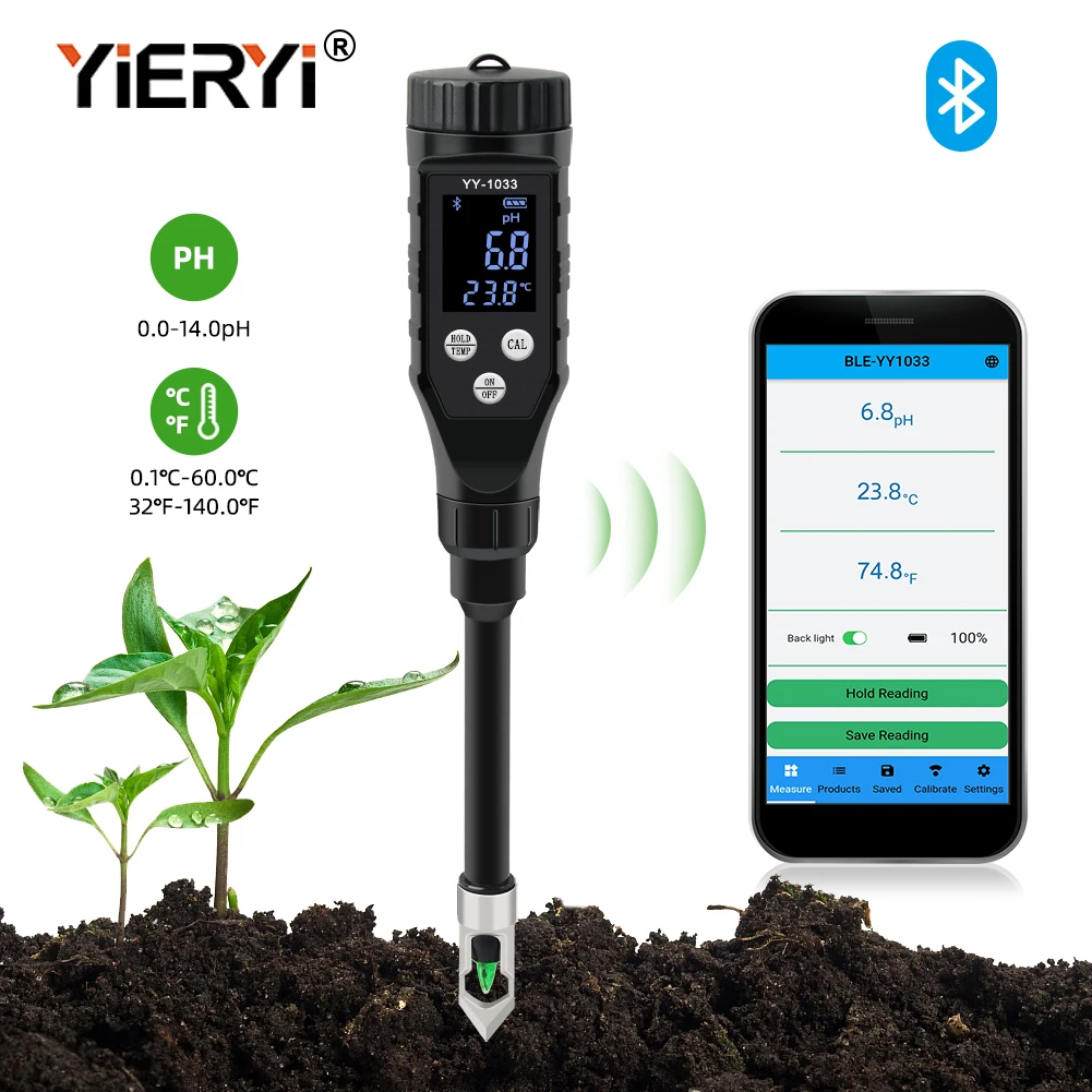 

Yieryi Smart Bluetooth измеритель pH и температуры почвы YY-1033