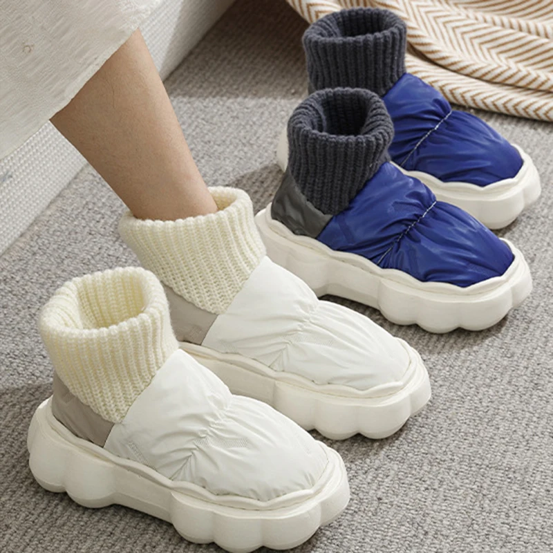 

Lucyever 2023 Нескользящие зимние ботинки на толстой подошве женские парные сохраняющие тепло хлопковые туфли с лезвиями женские удобные короткие плюшевые ботильоны