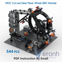 high tech curved gear rack wheel gbc module creative moc building blocks ball contraption with pf assembly brick educational toy