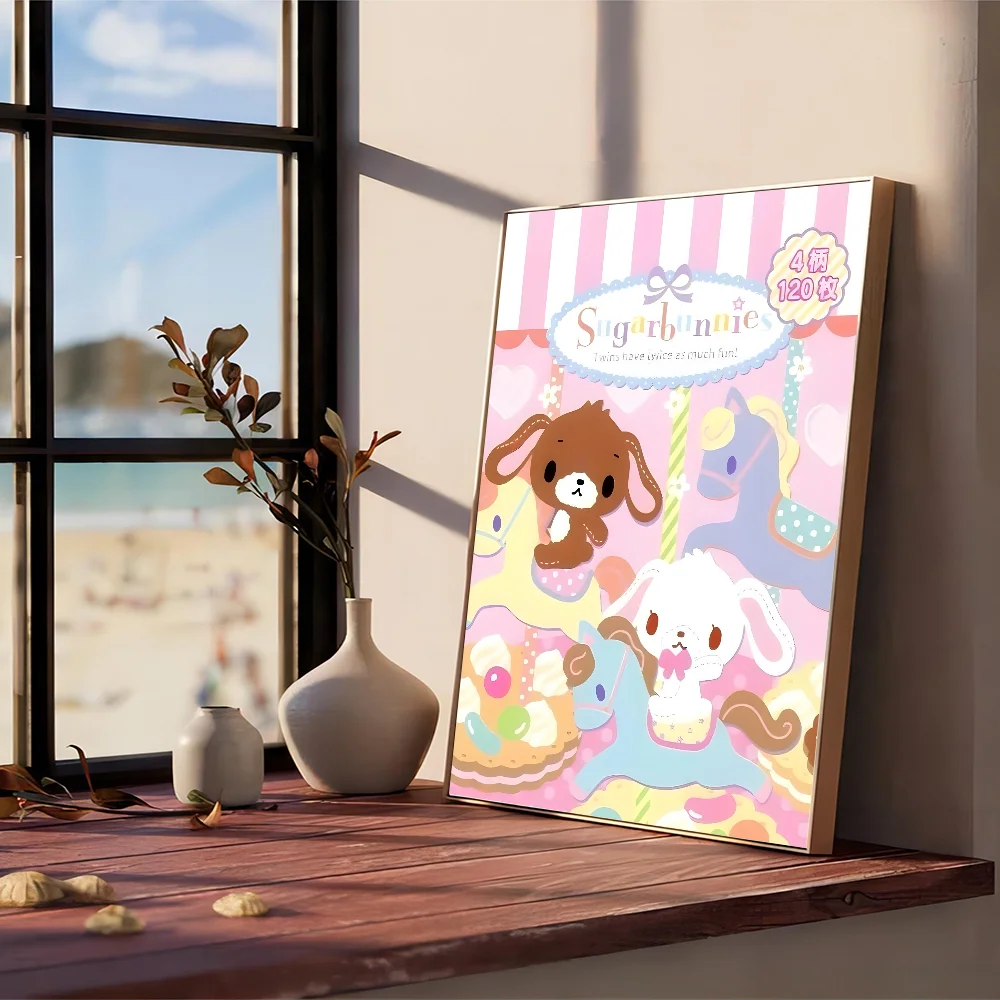 S_sugarbunnies-Affiche de хорошего качества в бумаге крафт аниме Kawaii impression vintage décoration artistique