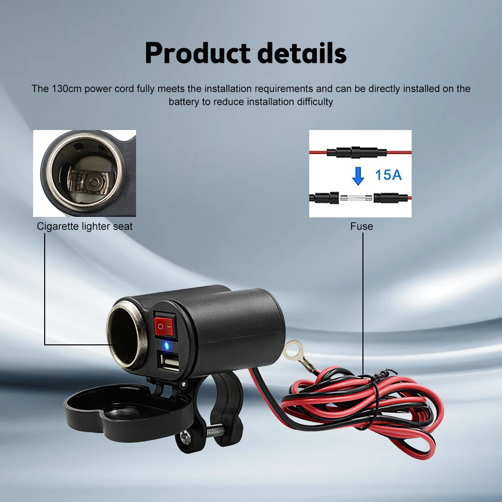 

Fast Charge Waterproof USB Motorcycle Handlebar Charger With Lighter Adapter Power Mobile Computer Waterproof Power Socket