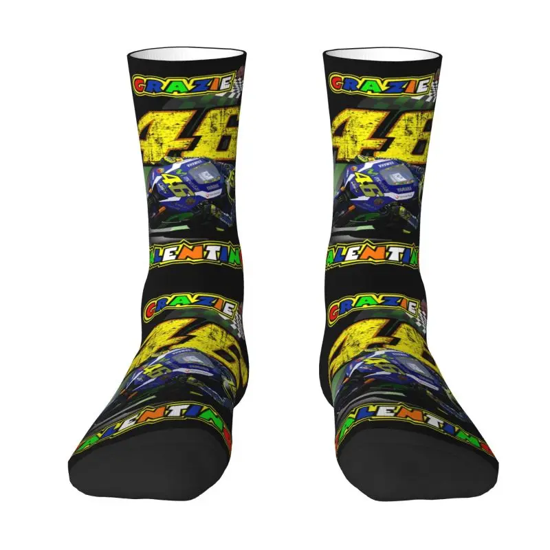 

Cute Print Motorcycle Racer Socks for Women Men Stretch Summer Autumn Winter Rossi Crew Socks