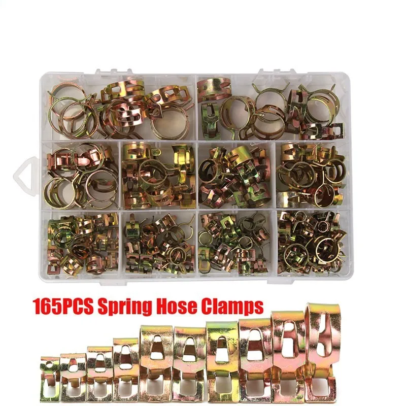 

165Pcs/Set 6-22Mm Q673B Vacuum Spring Fuel Oil Water CPU Hose Clip Pipe Tube For Band Clamp Metal Fastener Assortment Kit