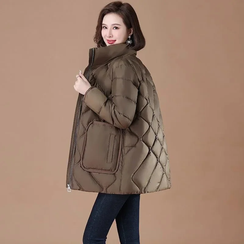 

Down Cotton-Padded Jacket Women Winter 2023 New Outerwear Stand Collar Korean Long Parkas Loose Thicken Coat Female Overcoat Top