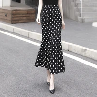 women summer new s 3xl skirt korean vintage polka dot slim high waist a line midi skirt female black white red streetwear