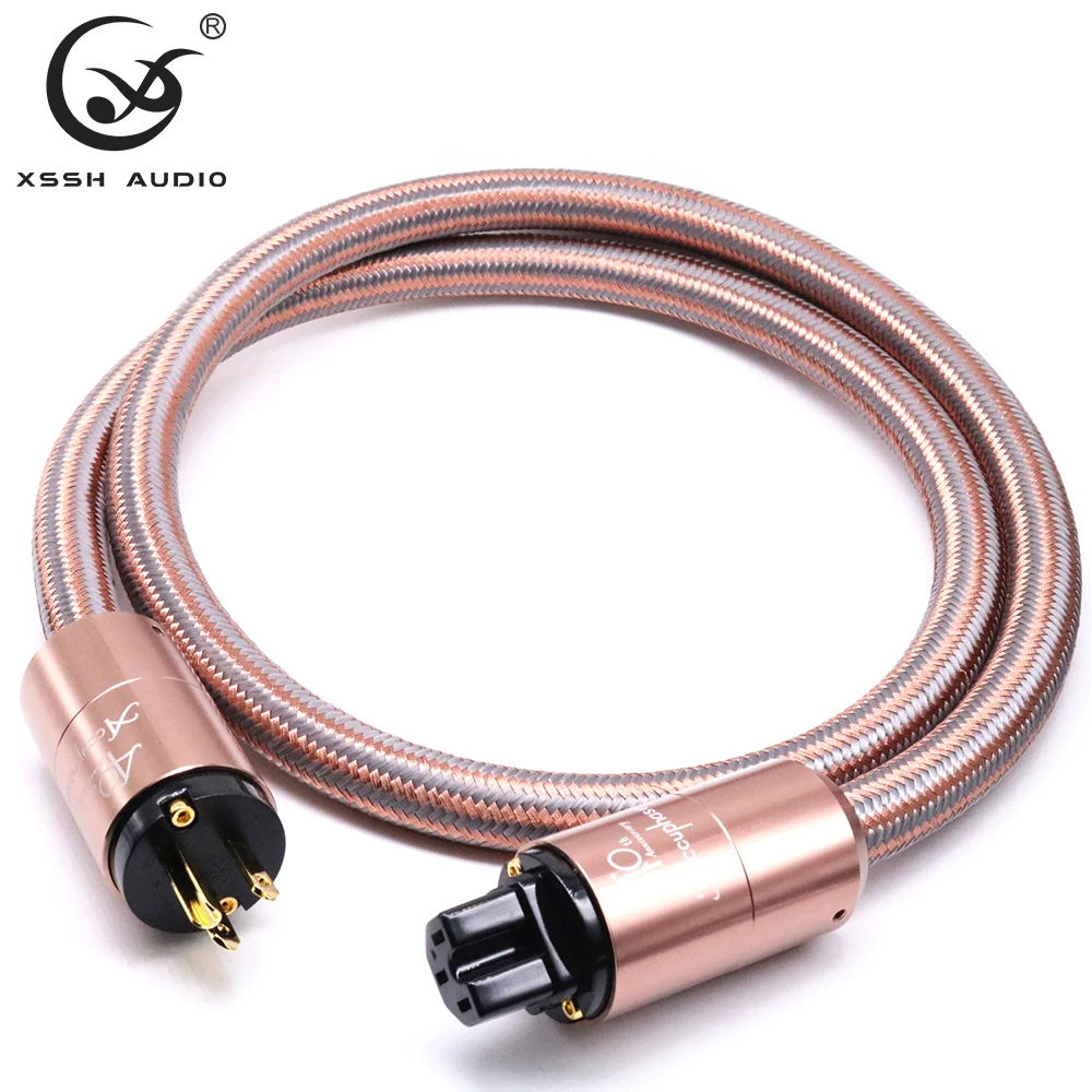 

Hi-End Hifi amplifier OFC Pure Copper Plated Gold Aluminium alloy Shell AC US EU IEC plug power Cable Cord Wire