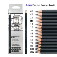 14pcsset professional wooden sketch pencils 12b10b 8b 7b 6b 5b 4b 3b 2b graphite art manual draw pen office school stationery