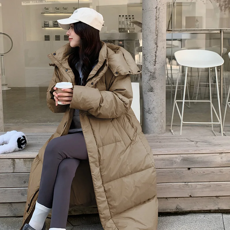 

Женская осенне-зимняя однотонная свободная теплая парка H с капюшоном и карманами