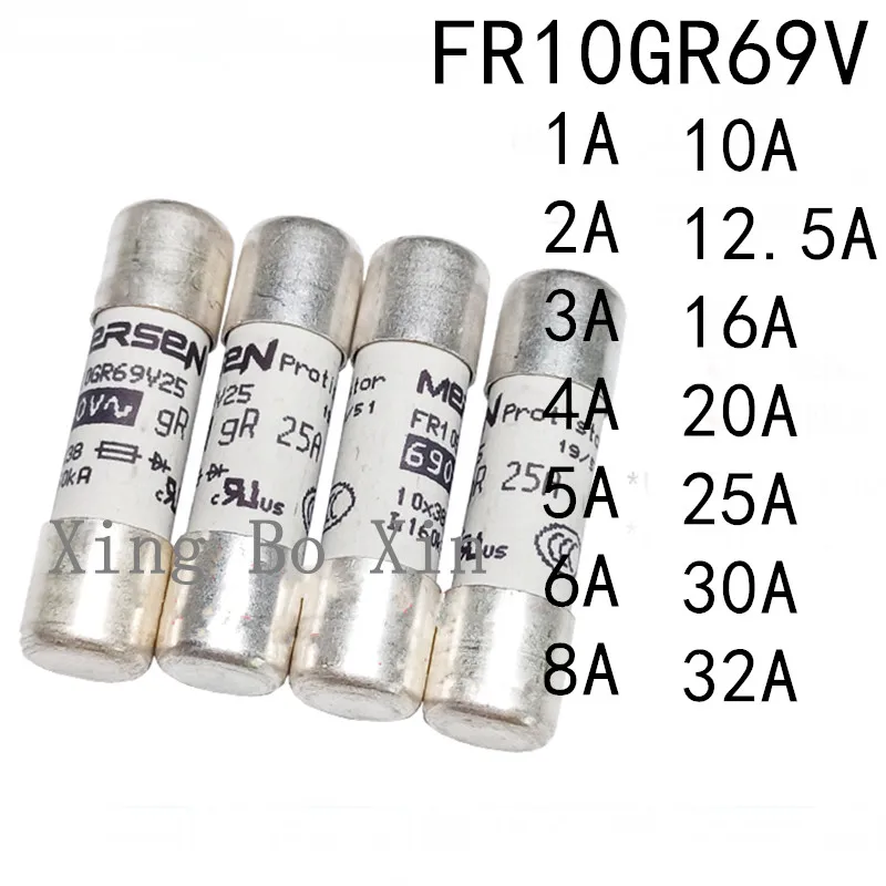 2 шт., плавкий предохранитель Protistor 10X38 FR10GR69V1A 2A FR10GR69V4 4A FR10GR69V5 5A V6A FR10GR69V10A 20A FR10GR69V25A 30A 690V AC 10*38MM