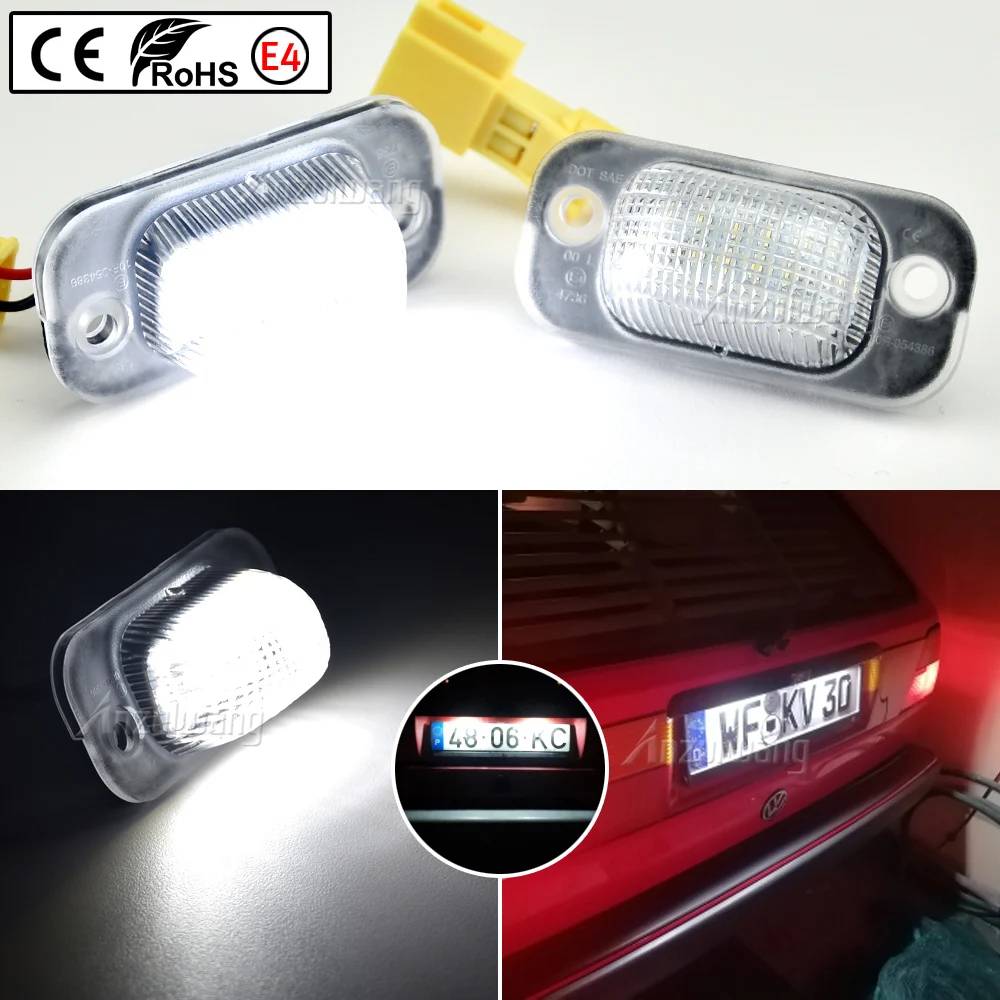2pcs White LED License Number Plate Lights Canbus 12V For VW Golf II MK2 1983-1992 Jetta II 1984-1991 Car Accessories Tail Lamp