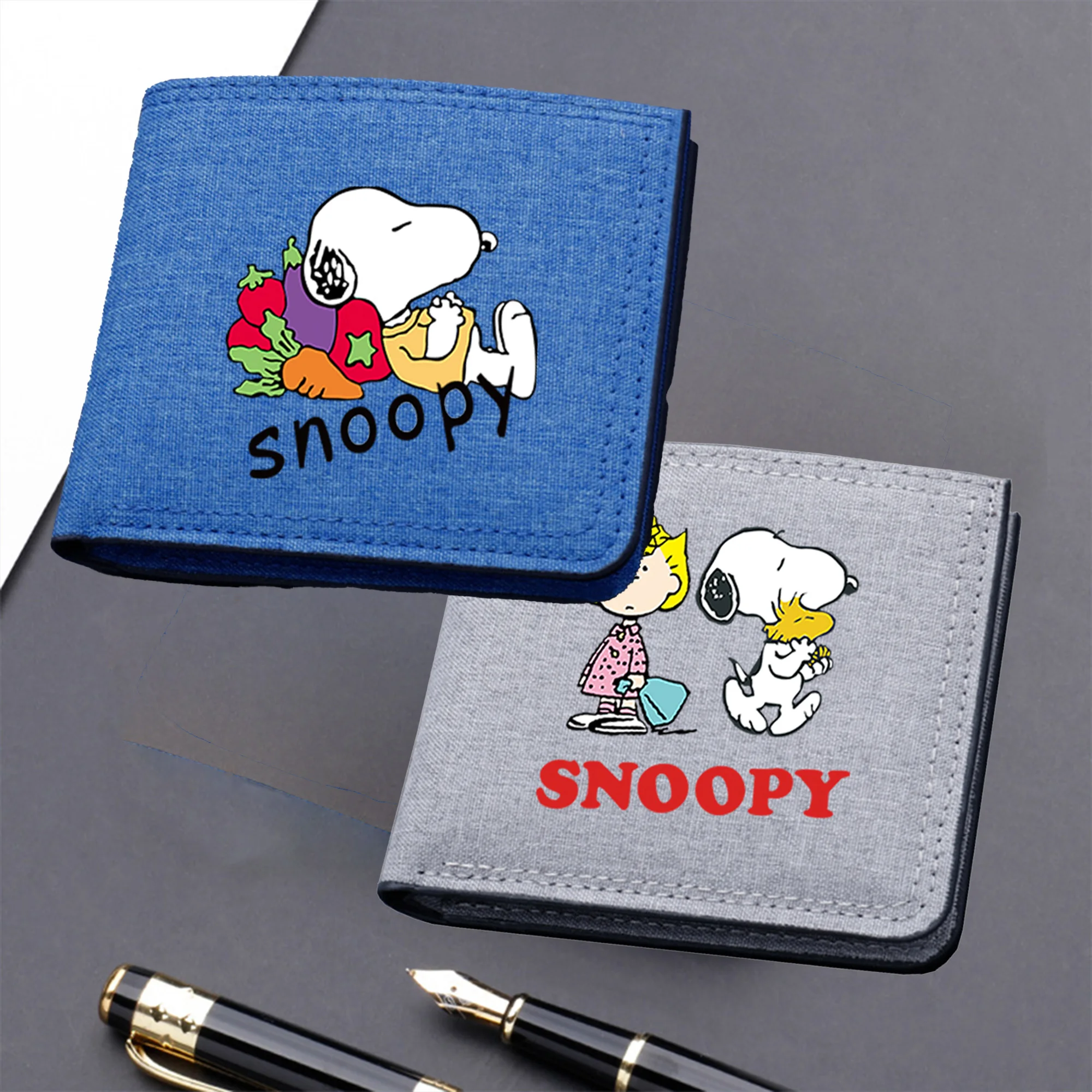 

Multifunctional Canvas Wallet Snoopy Purse Leisure Travel Lightweight Portable Short Style Credit ID Card Holder Coin Purse