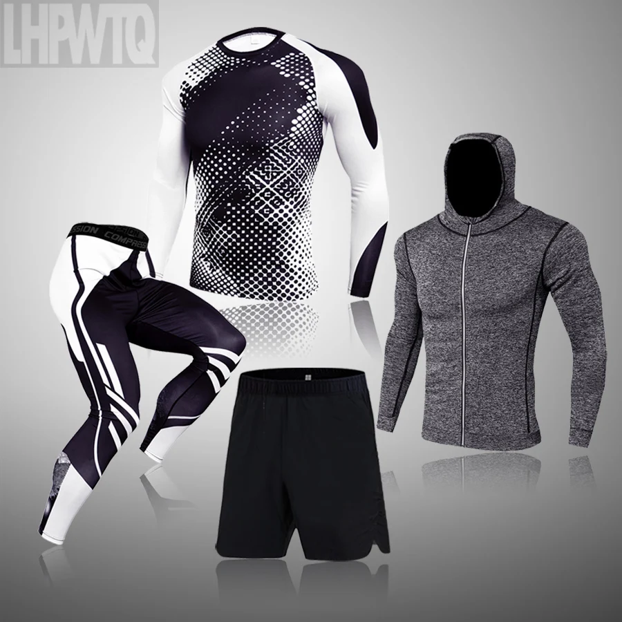 

Новинка трико для бега термобелье для тренировок в тренажерном зале фитнес тренировка куртка с длинным Рукавом компрессионный костюм Мужс...