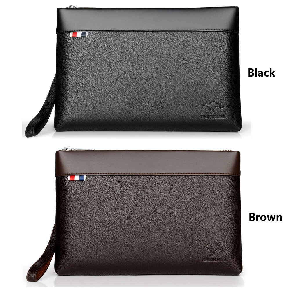 Clutch Bag Large Capacity Men Handbag For Phone Designer Leather 2022 Luxury Famous Brand Pouch For Boy Men Wallet images - 3