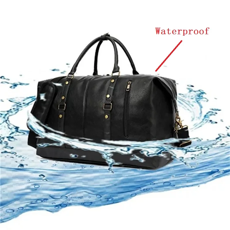 Large Capacity Men Travel Bag High Quality PU Leather Luggage Bags Weekend Shoulder Messenger Bag Male Travel Duffle Bag Handbag