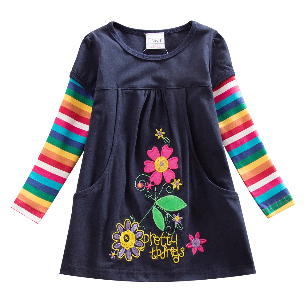 Платье с длинным рукавом и вышивкой для девочек 8 лет | Детская одежда обувь