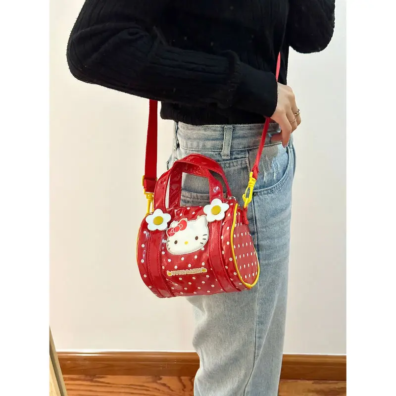 

Милая миниатюрная наплечная сумка Hello Kitty с цветочным рисунком из мультфильма, женская сумка с флоретом и штампом, косметичка, Студенческая ...