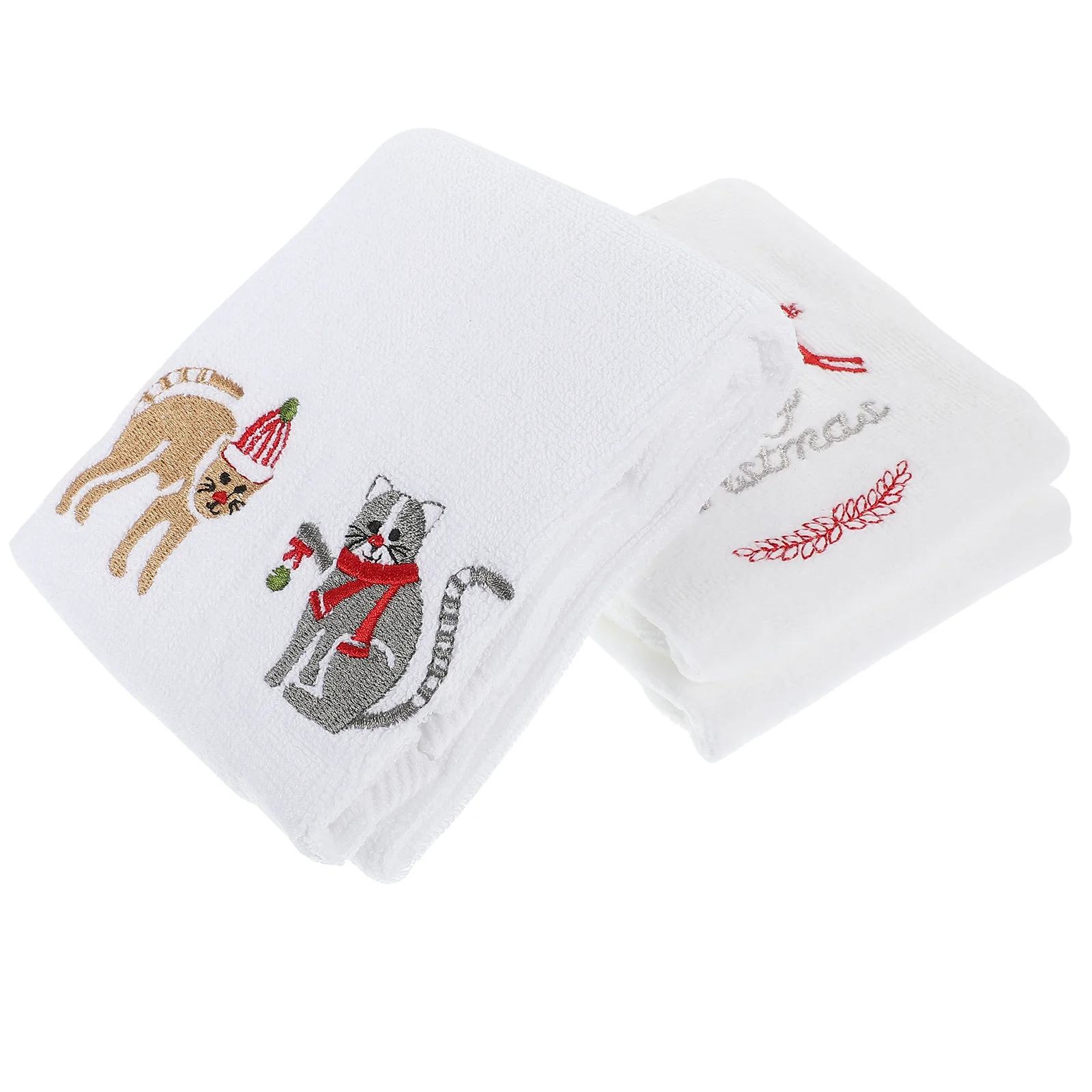 

2 Pcs Dishcloths Christmas Style Tea Towels Absorbent Cleaning Rag Cutlery Washing Multi-function