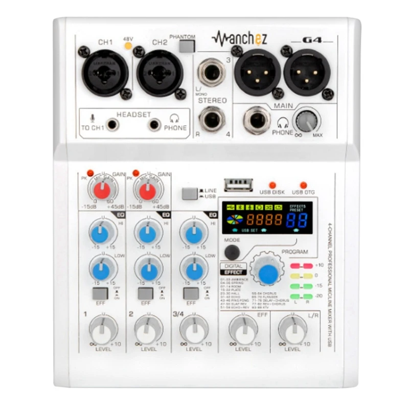 

JABS G4 4 Channel USB Bluetooth 88 Mixing Effects Sound Card Audio Mixer Sound Board Console Desk System Interface