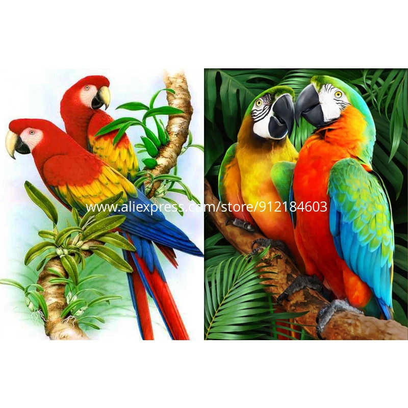 

Алмазная живопись с животными ROAMILY, 5D круглая Алмазная вышивка, птичий попугай, мозаика, модная стена