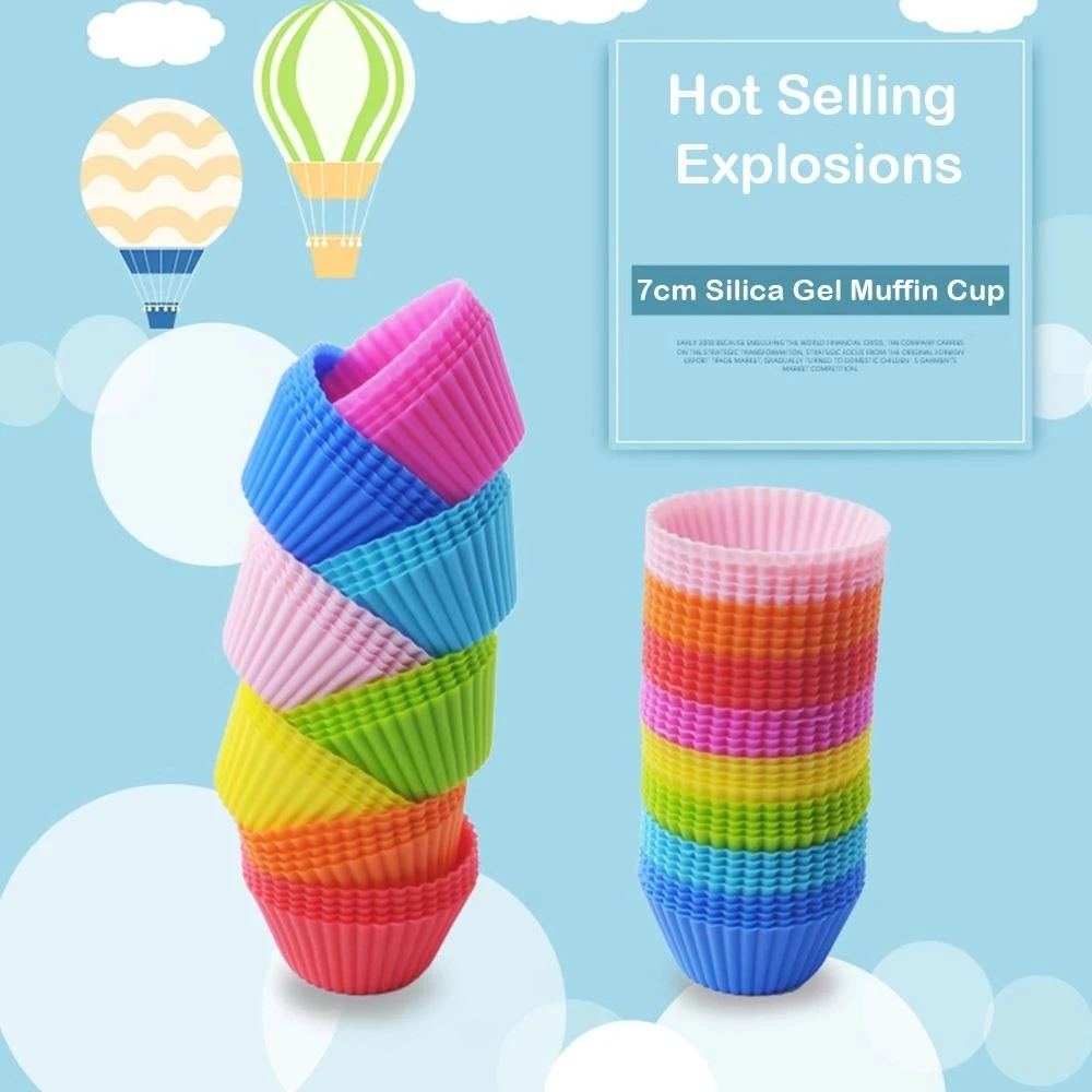 

12 шт./компл. силиконовая форма для торта, круглая форма для маффинов, капкейков, формы для выпечки, кухонные инструменты для украшения тортов...