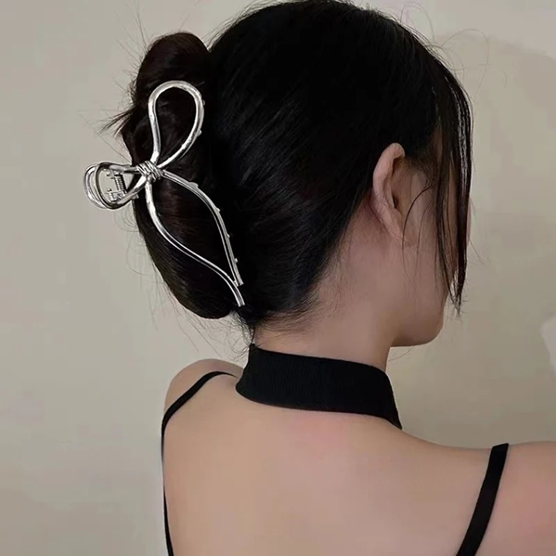 

Bow Metal Hairpin Female Back Head Elegant Grasping Clip Temperament Korean Shark Clip Women Hair Claw Clips Hair Accessories