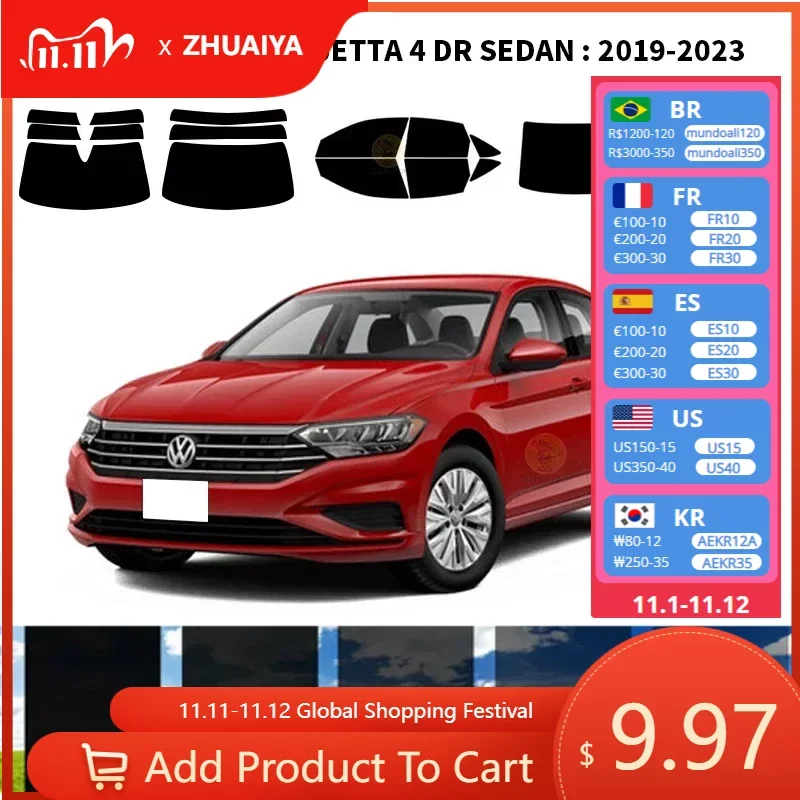 

Нанокерамическая Автомобильная УФ-пленка Precut для окон, автомобильная пленка для окон VOLKSWAGEN JETTA 4 DR SEDAN 2019-2023