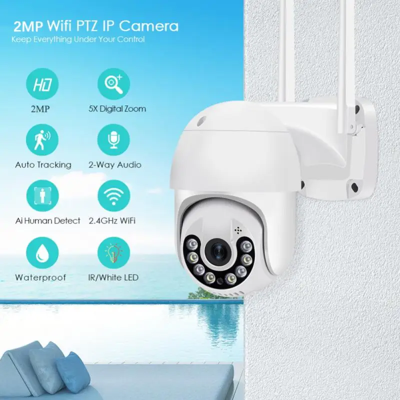 

2MP WiFi IP Camera AI Human Detection Auto Tracking Home Security Surveillance Camera P2P 5X Digital Zoom Night Vision Camera
