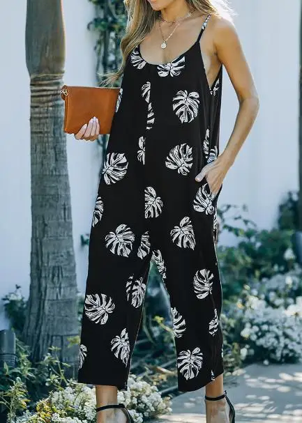 

Fashion Jumpsuit Women's Clothing 2023 Summer Casual Vacation Jumpsuit Fashion Street Suspenders Printed Loose Jumpsuit