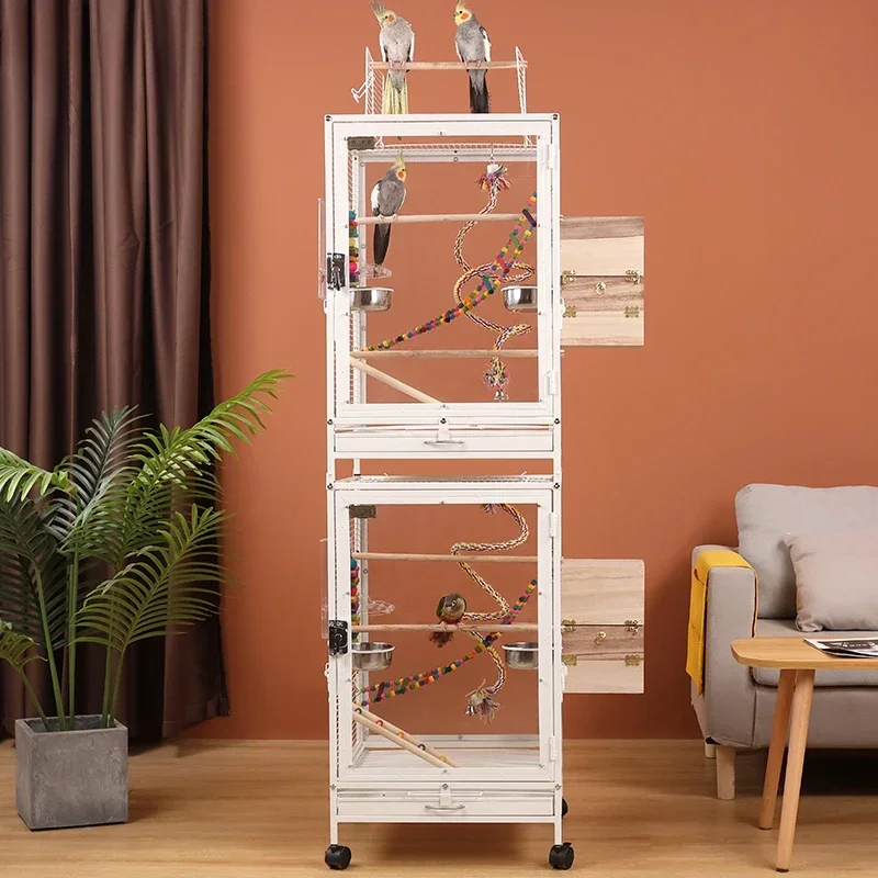 Двухслойная прозрачная акриловая брызгозащищенная большая клетка для птиц