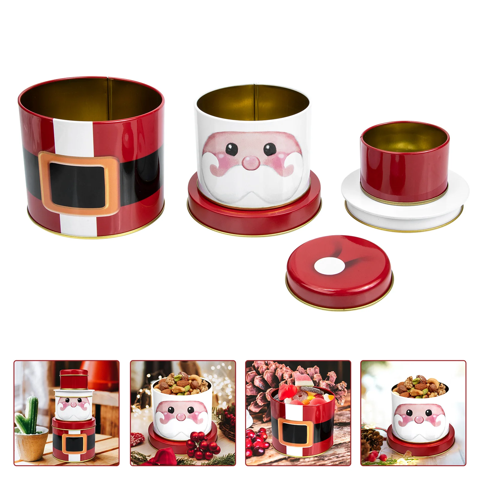 

Christmas Box Candy Tinplate Tins Tin Gift Boxes Storage Santa Cookie Container Nesting Case Tumbler Metal Empty Tea Jar Treats