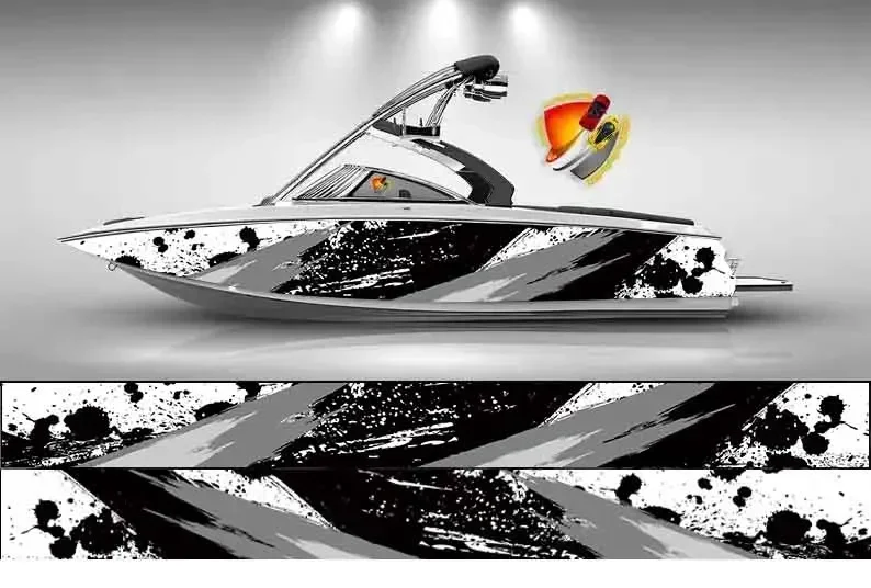 Серая и синяя Шестигранная Современная графическая Виниловая наклейка для лодки